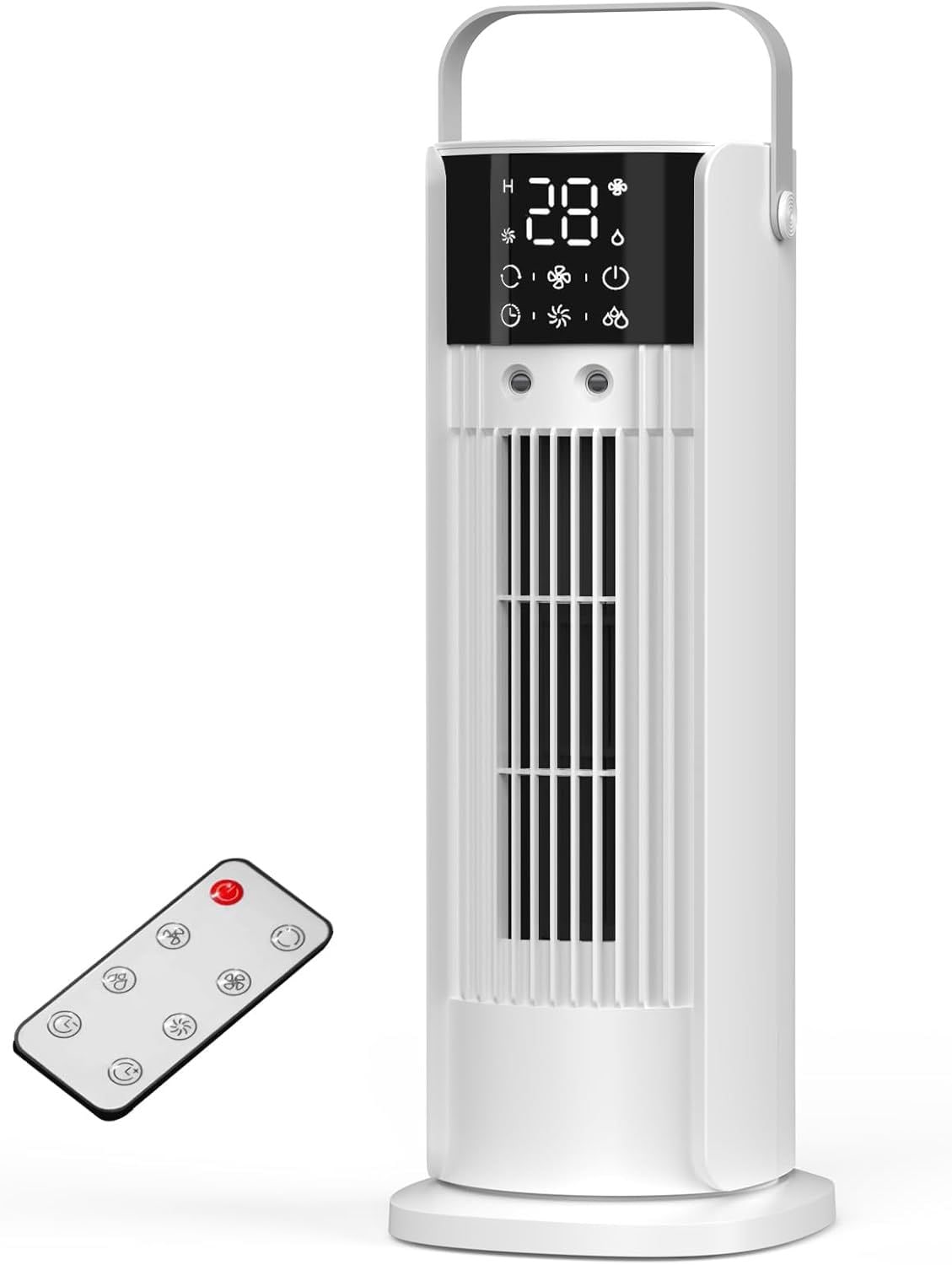 冷風扇【2025夏新型1台2役加湿】タワーファン 扇風機 自動首振り 4段階風量 強力 人気 冷風機 上部給水 700ML大容量 静音 LEDディスプレイ リモコン付き 切タイマー 羽なし 縦型扇