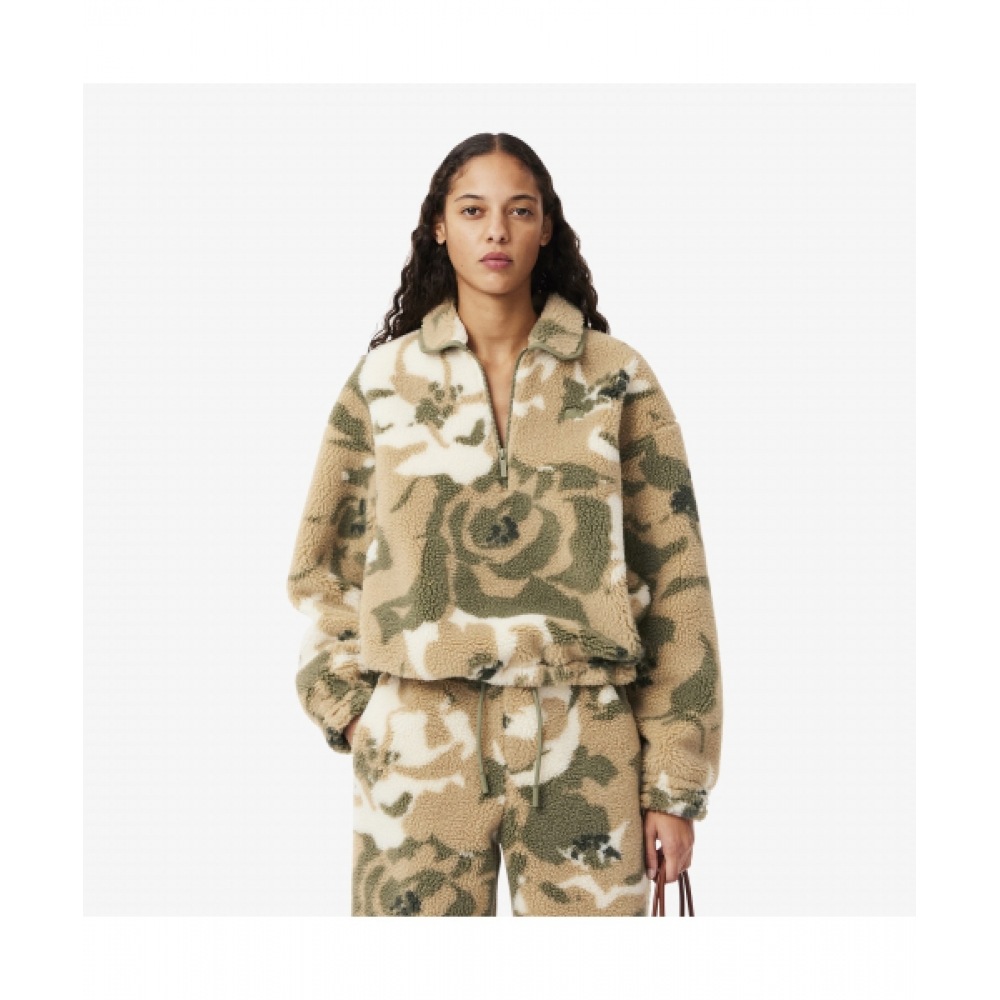 LACOSTE ポーラーフリースハーフジップアップスウェットシャツ [ベージュ]