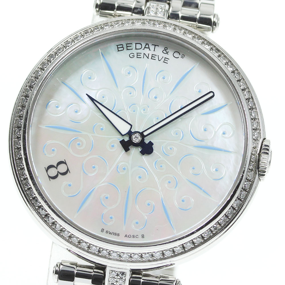 ベダ＆カンパニー BEDAT&Co ref.823B ジュネーブ No.8 ダイヤベゼル クォーツ レディース 保証書付き_703519【中古】