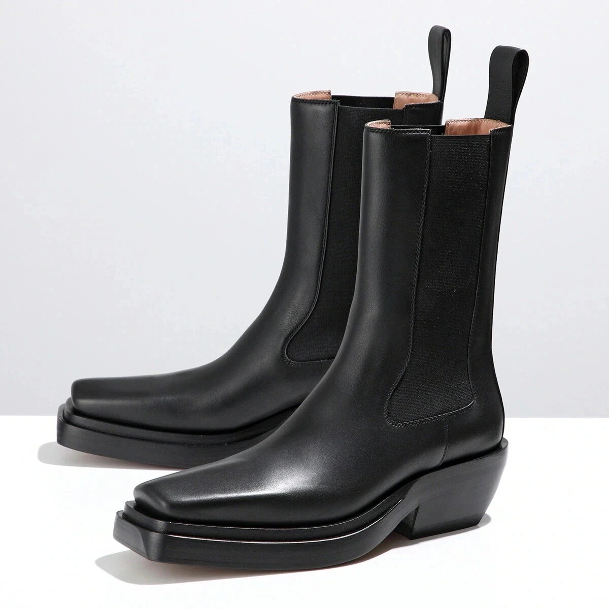 BOTTEGA VENETA ボッテガヴェネタ ミドルブーツ 639831 V00M0 レディース サイドゴア レザー スクエアトゥ シューズ 靴 1000/B