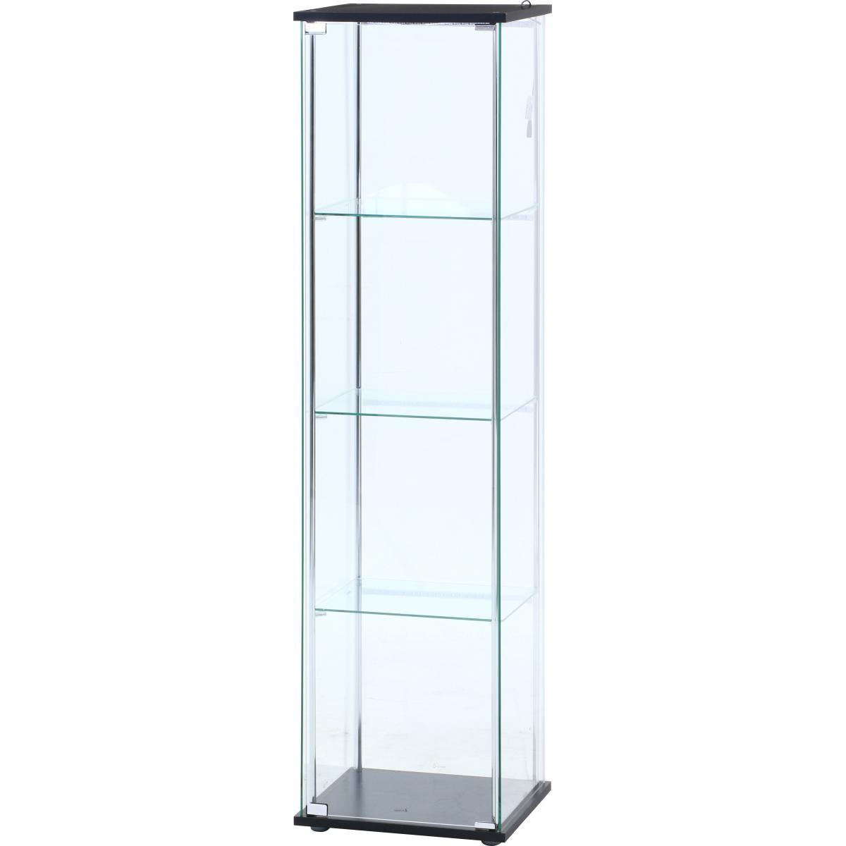 【I】不二貿易 ガラスコレクションケース 4段 LED　お客様組立 収納 99490 TMG-G21 ブラック【北海道・沖縄・離島不可】