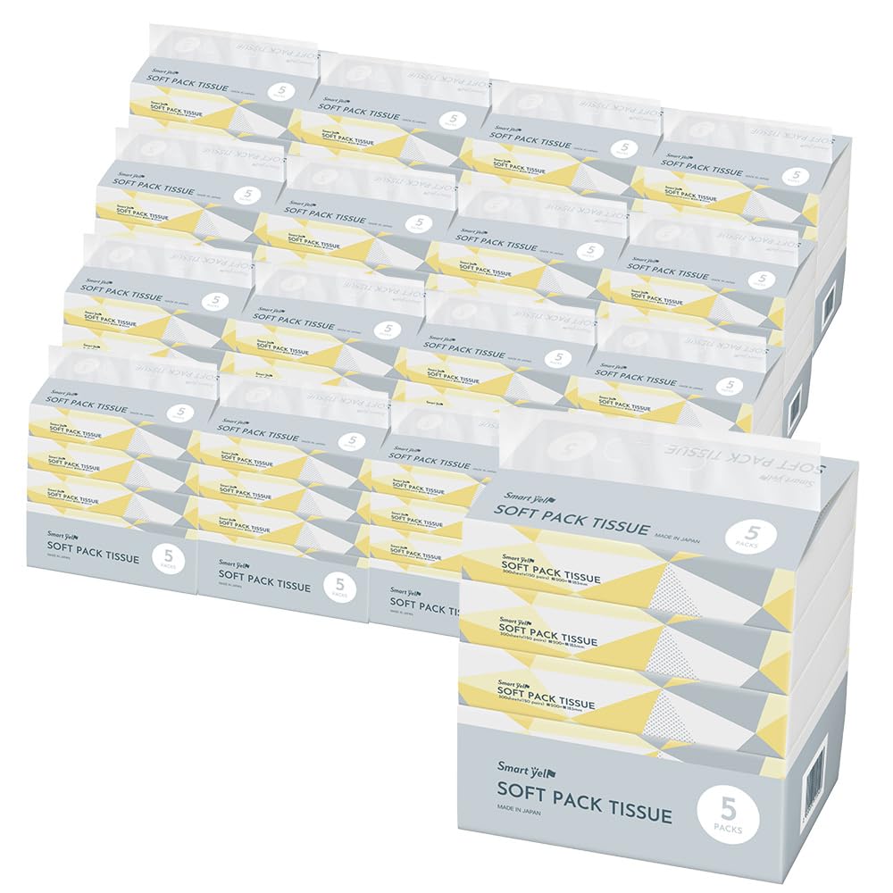 アイリスプラザ(IRIS PLAZA) 【20個セット】 ティッシュペーパー 300枚(150組)×100パック スマートエール ティッシュ 日本製 蛍光染料 不使用 パルプ 100%