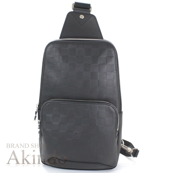 【新品同様】ボディバッグ アヴェニュースリングバッグ ダミエ アンフィニ レザー 本革 黒 ブラック メンズ ショルダーバッグ N41720 ブランド ビトン