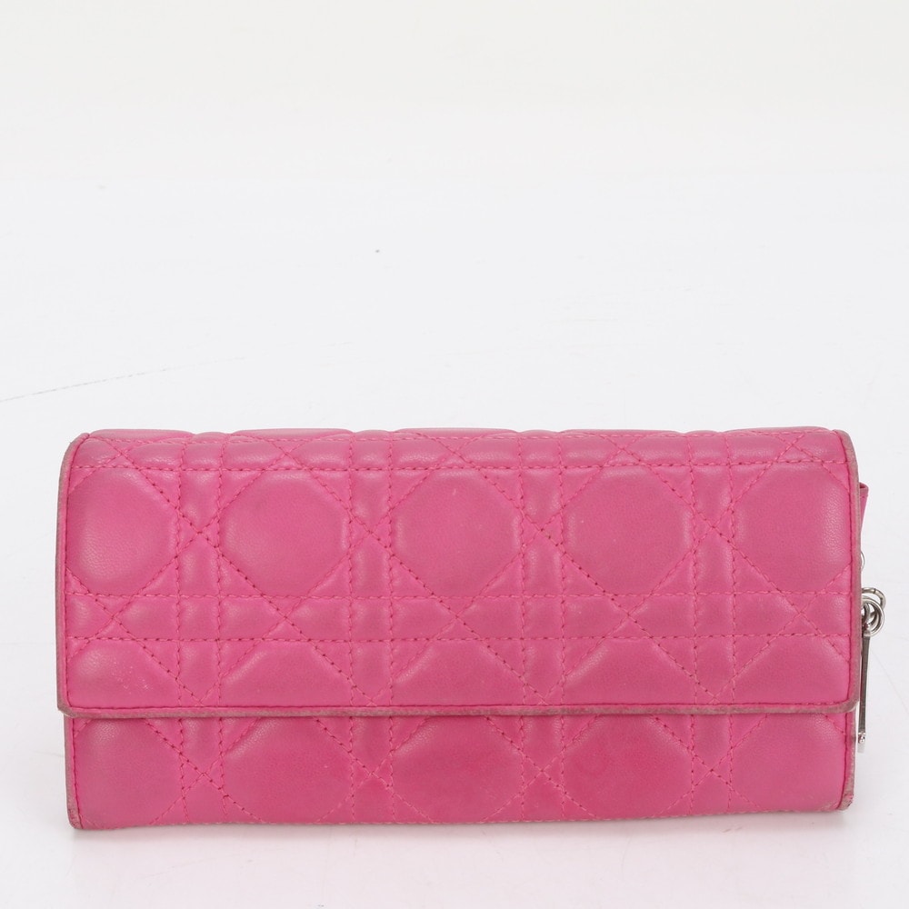 カナージュ レディディオール レザー 長財布 長財布 二つ折り 三つ折り コンパクト ウォレット ラウンドファスナー レディース EEE BG7-9 中古