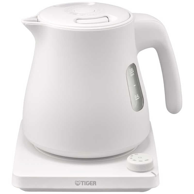 タイガー　TIGER　温度調節機能付 蒸気レスケトル ［0.8L］ グレイッシュホワイト　PTV-A080WG