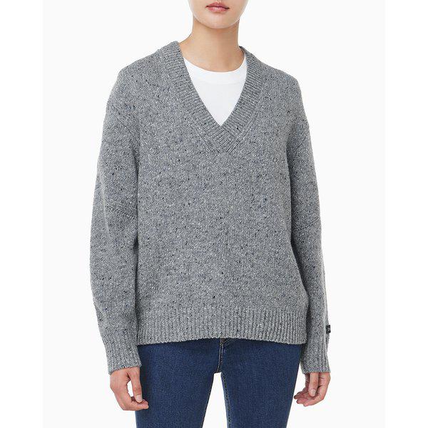 女性 L/S チャンキー Vネック セーター(44D328G)
