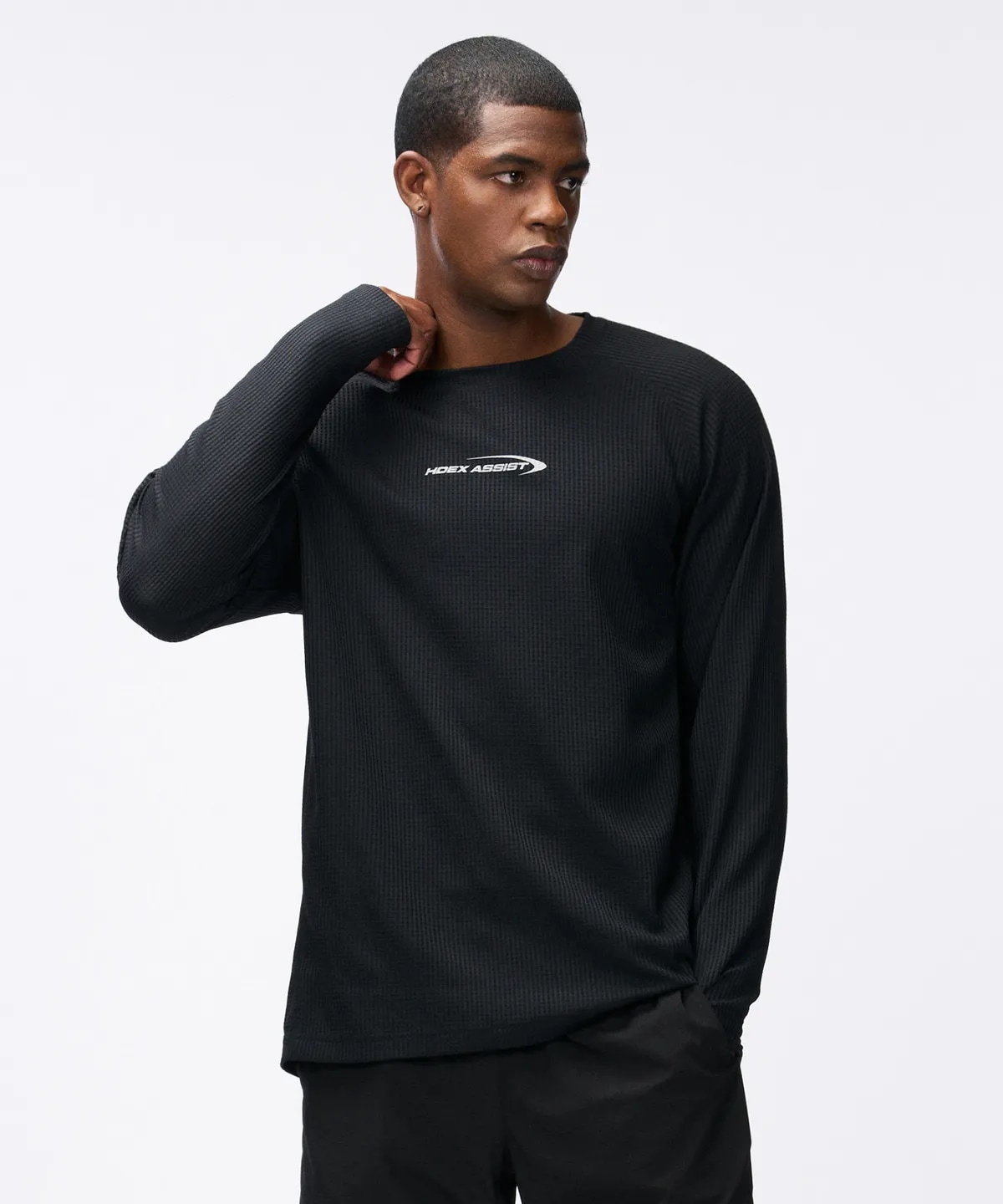 アシスト ワッフル パフォーマンス ロング スリーブ (Black)