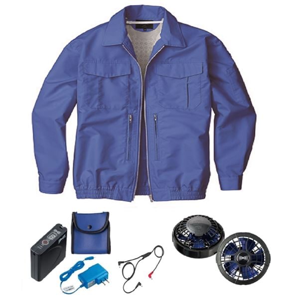 KU92130空調服混紡 スペーサー一体FAN2400SPBB/長ケーブル/LISUPER1淡青5L