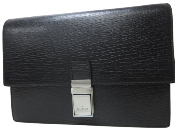 GUCCI グッチ セカンドバッグ - 114686 ブラック レザー メンズ シルバー金具 美品【本物保証】