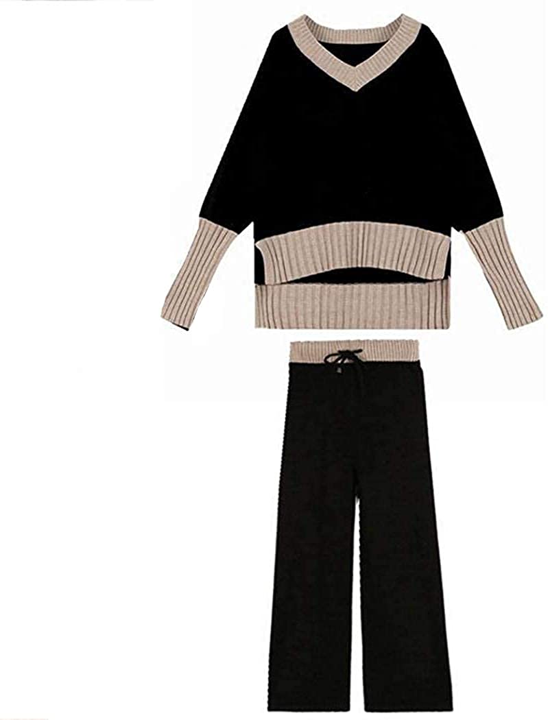 Vネック ワイドパンツ セットアップ 2点 セット バイカラー 可愛い レディース パンツスーツ 上 7,462円