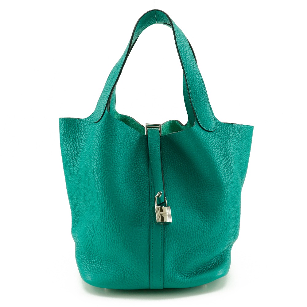 ピコタンロックMM ハンドバッグ トリヨンクレマンス 緑 X レディース 中古品 A-ランク