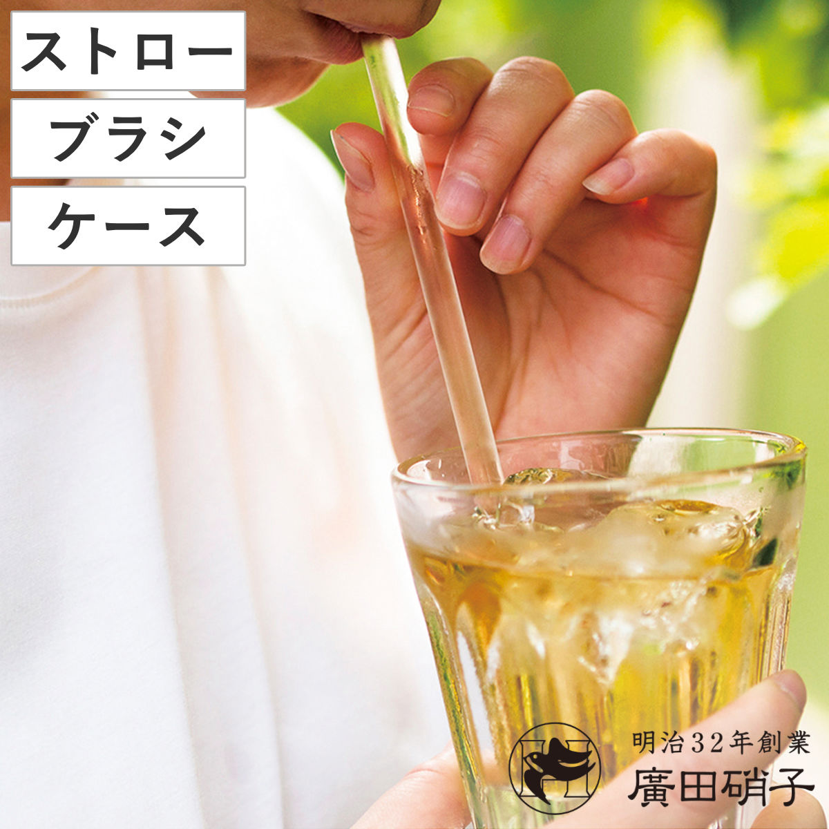 廣田硝子 ストロー 持ち歩きセット ガラス 持ち運び 携帯 ガラスストロー ケース付き おしゃれ 和 和モダン 和柄 ガラス製 硝子 ギフト プレゼント ストロー20cm 専用ブラシ 食器