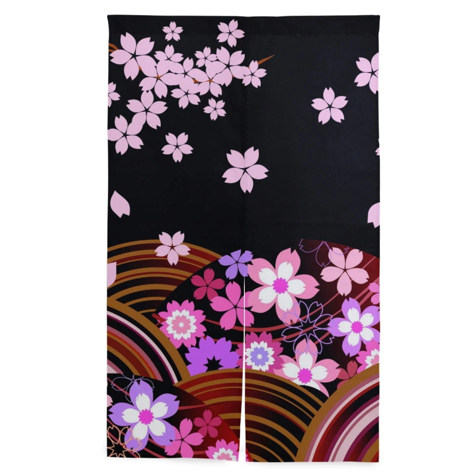 花柄 和柄 和風 暖簾 ノレン おしゃれ 間仕切り 遮光 目隠し ロング 断熱 つっぱり棒 突っ張り 母の日-0009445