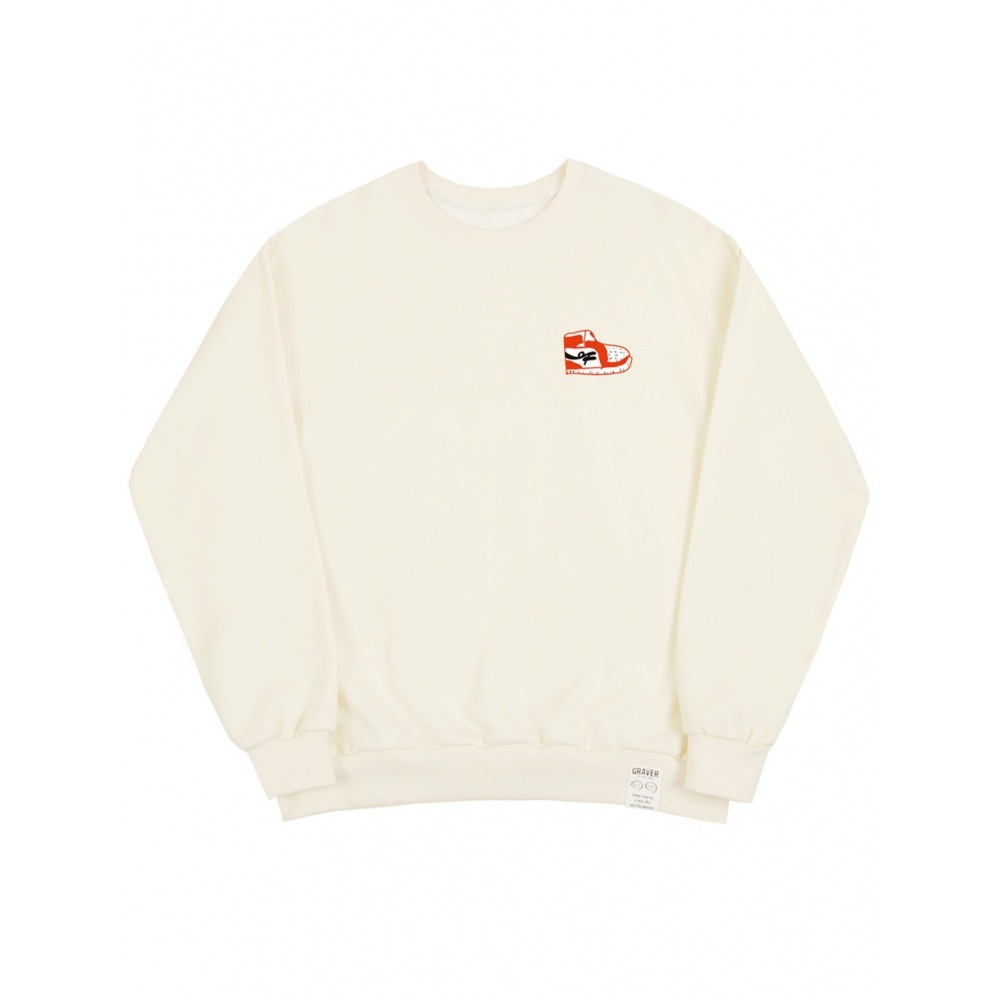 GRAVER オエフシューズ マンツーマン クリームレッド ロゴ