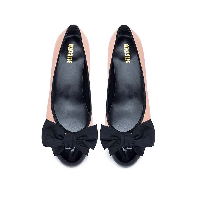 ラブリーリボンフラットシューズ[コーラル]