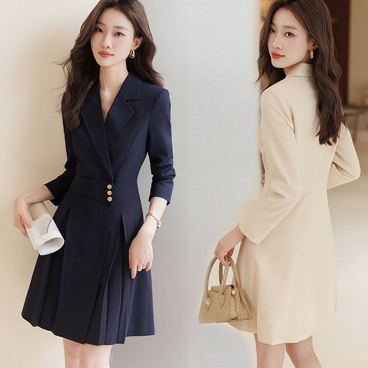 スーツワンピース 女子 女性 長袖 スール ワンピース ショート丈 膝上 エレガント おしゃれ オトナ 通勤 オフィス OL 女子会 5,100円
