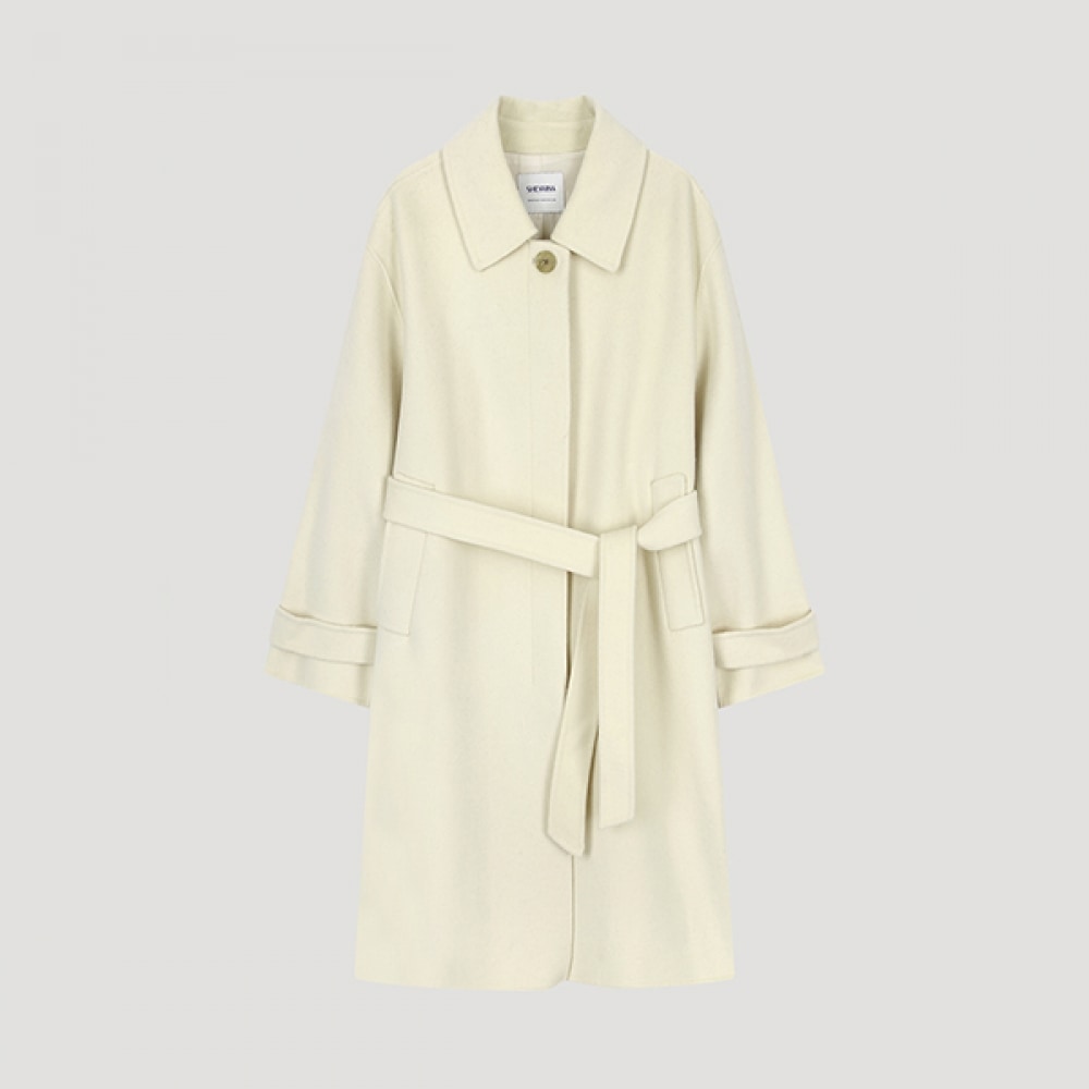 (Shes Miss) ウールブレンドベルト付きハンドメイドコート_SWHCTO42130_CR