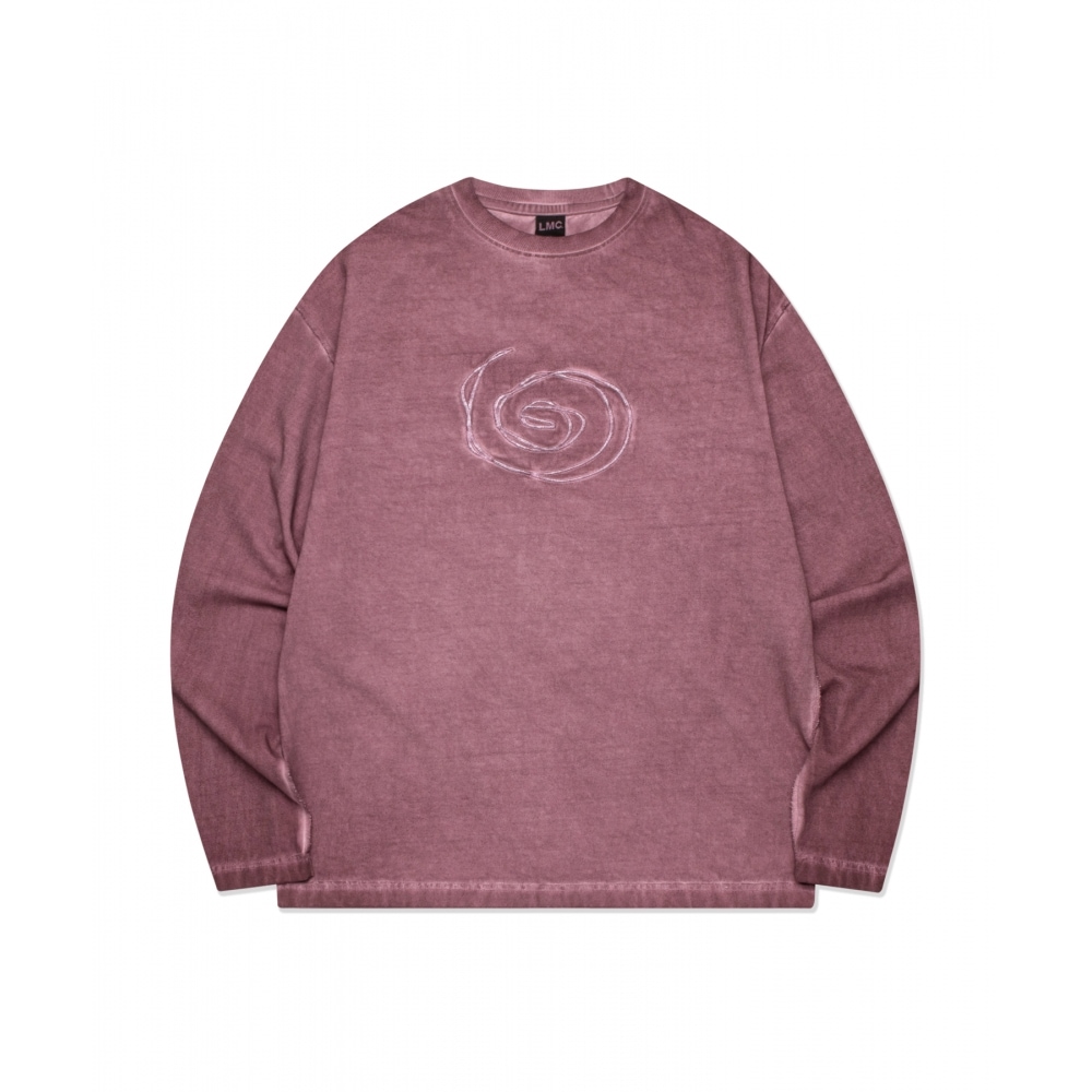 LMC OVERDYED SPIRAL LONG SLV TEE ダークパープル
