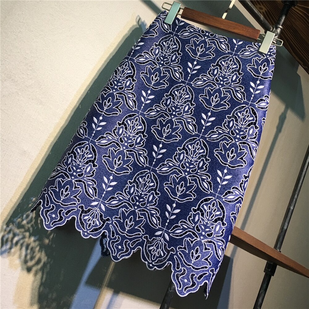 2色 スカート 春夏 カジュアル レディース タイトスカート 膝丈 ひざ丈 膝下 ミモレ丈 ハイウエスト レース マーメイド 白 ホワイト ネイビー 大人カラー 春カラー 秋カラー かわいい 大人可愛