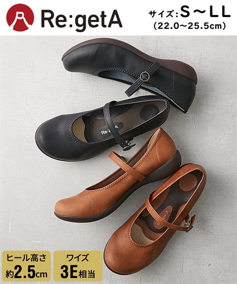 ラウンドトゥ リゲッタ　ローヒールストラップパンプス