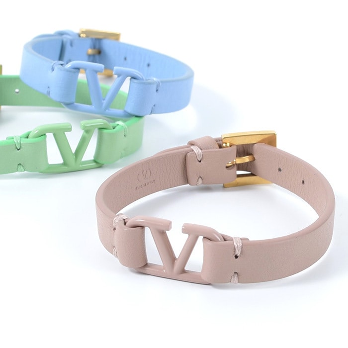 ブレスレット アクセサリー v-logo signature J0C44 REH レディース レザー ピンクベージュ グリーン ブルーギフト おすすめ 人気