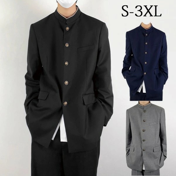 SNSで話題学生服 スーツ 男の子 上下セット 学ラン 入学式 卒業式 中学生 制服 高校生 制服 上着 ズボン 学生服上下 衣替え 大きいサイズ 小さいサイズ ラウンド襟 グレー ブラック ネイビー