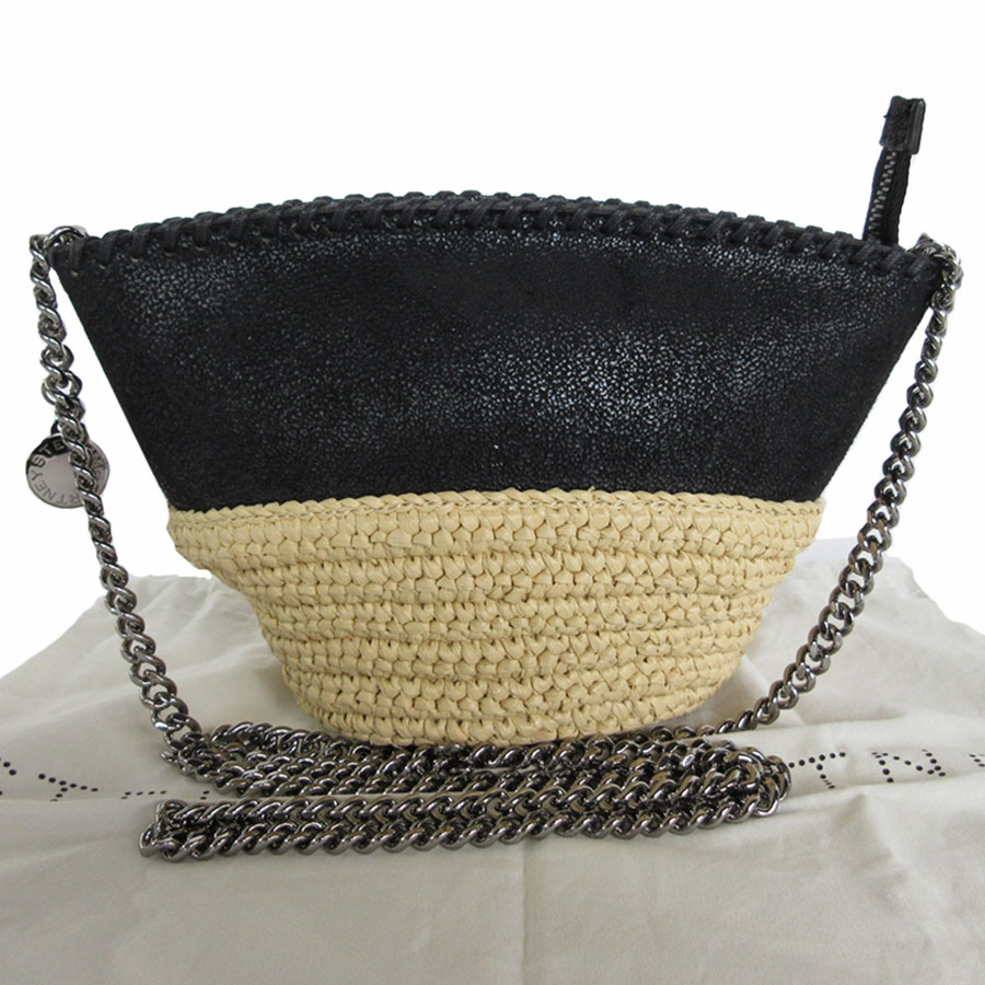 ステラマッカートニー Stella McCartney ショルダーバッグ ラフィア/フェイクレザー ベージュ/ブラック レディース s0434j