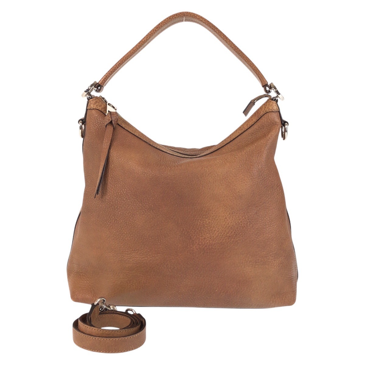 美品 インターロッキング ホーボー ブラウン シルバー金具 レザー 326514 ショルダーバッグ 2way レディース 500704