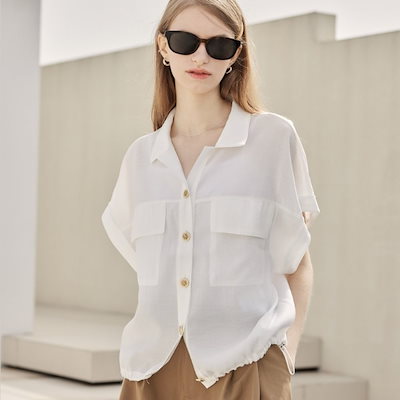 リラックス リアーナニューヨーク) レーヨンブルゾンブラウス RSFQBL980