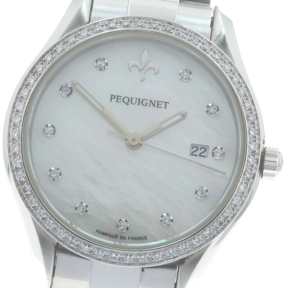 ペキネ Pequignet 8000509CD エレガンス 11Pダイヤ クォーツ レディース 良品 _870766【中古】