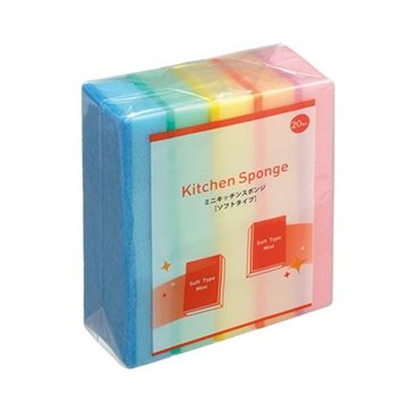 （まとめ）TANOSEE ミニキッチンスポンジソフト 1セット（100個：20個5パック）10セット