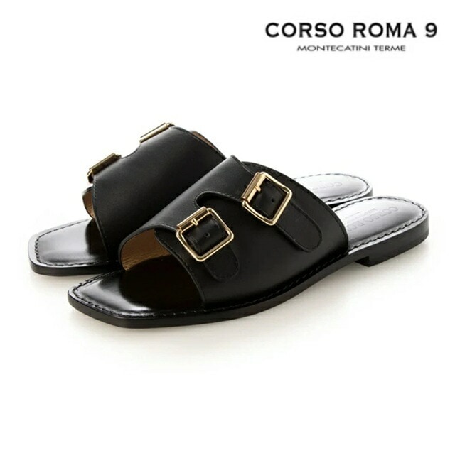 CORSO ROMA 9 コルソローマ ノーヴェ 正規輸入品 Q/12 ダブルベルト フラットサンダル レザー サンダル レディース イタリア製 ハンドメイド 25SS 春夏