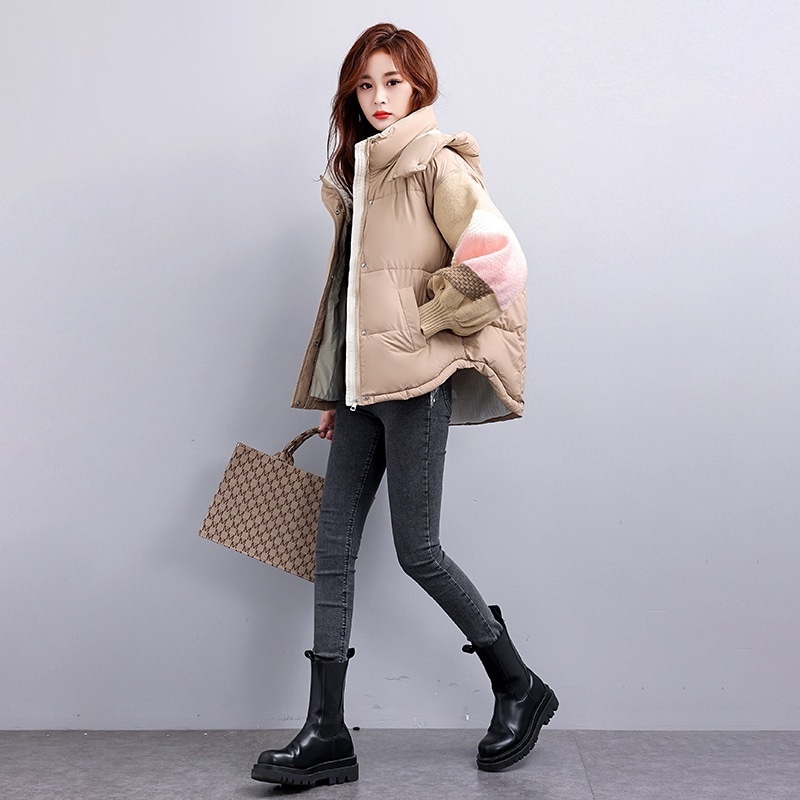 2023年ダウン綿服女性韓国版ゆるいシンプルなファッション綿服帽子付き保温綿服コート新製品