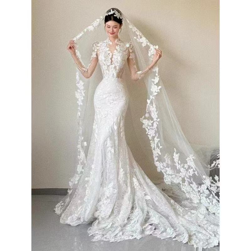 パーティードレス ウェディングドレス 新作 白 レース 高級感 ロングワンピース 結婚式 花嫁 成人式 お呼ばれ ウェディング 演奏会 二次会 前撮り ワンピース ロングドレス