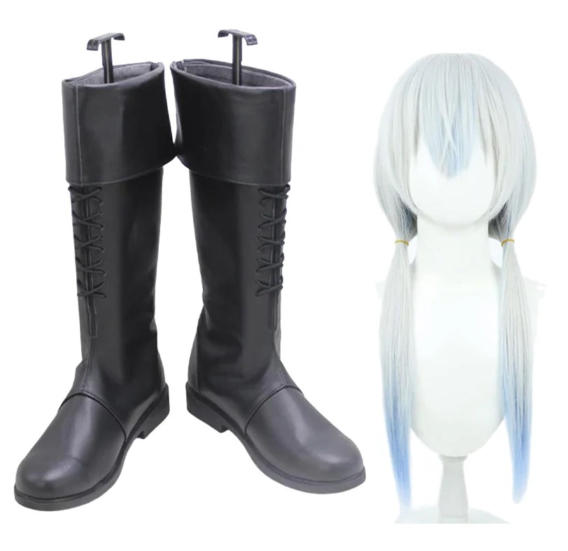 コスプレ靴 葉加瀬冬雪 はかせ ふゆき ウィッグ付き　Vtuber 下駄 シューズ 長靴 コスプレ クリスマス ハロウィン