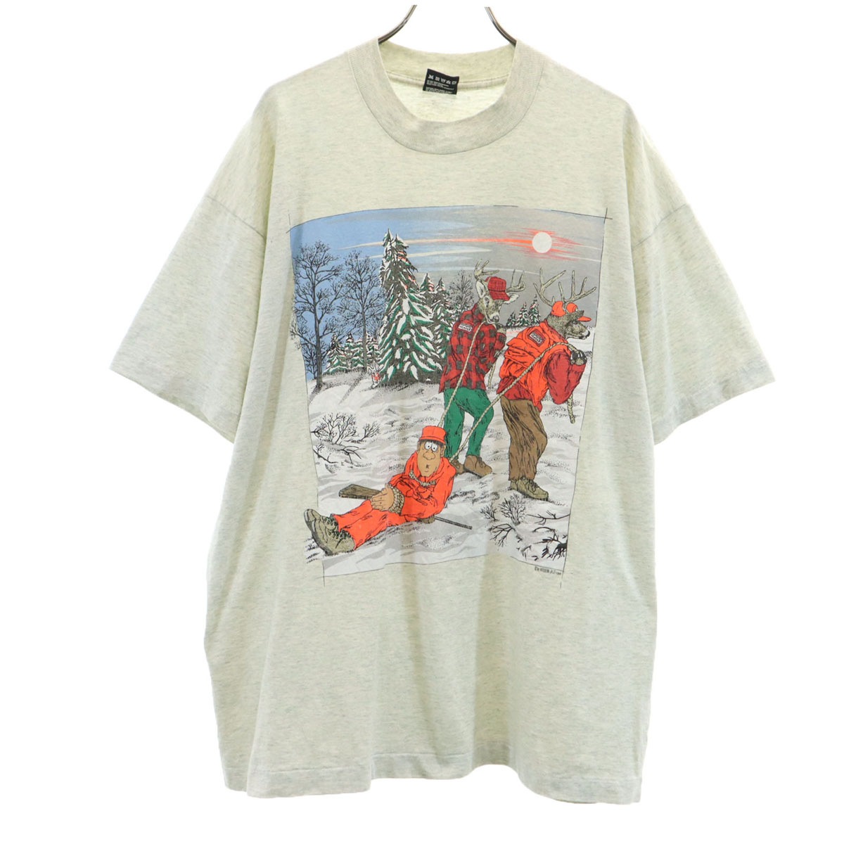 90s USA製 オールド トナカイ 半袖 Tシャツ XL グレー シングルステッチ アニマル メンズ 古着 6,433円