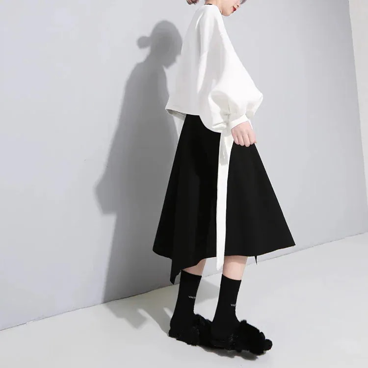 カシミヤタッチ ロンT スウェット レディース 春 蝶結び ランタン袖 ラウンドネック ゆったり スウェット レディース