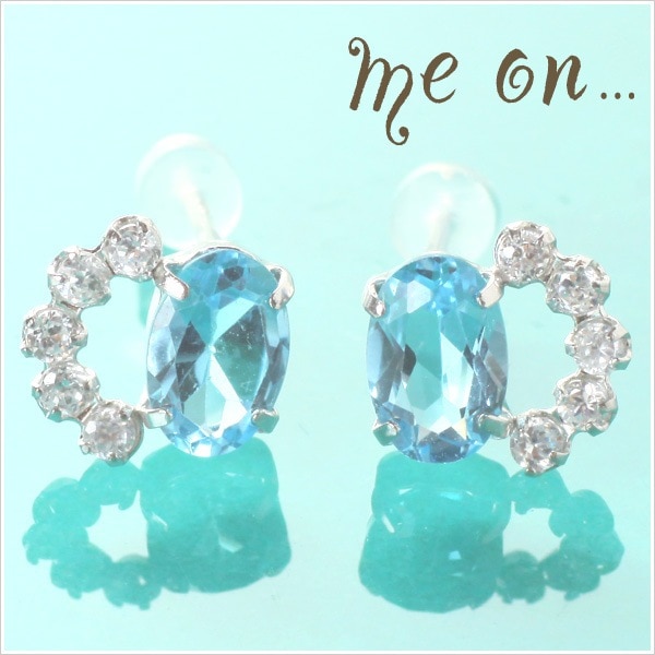 me on... K10WG ブルートパーズ キュービックジルコニア ピアス 発送目安２-３週間