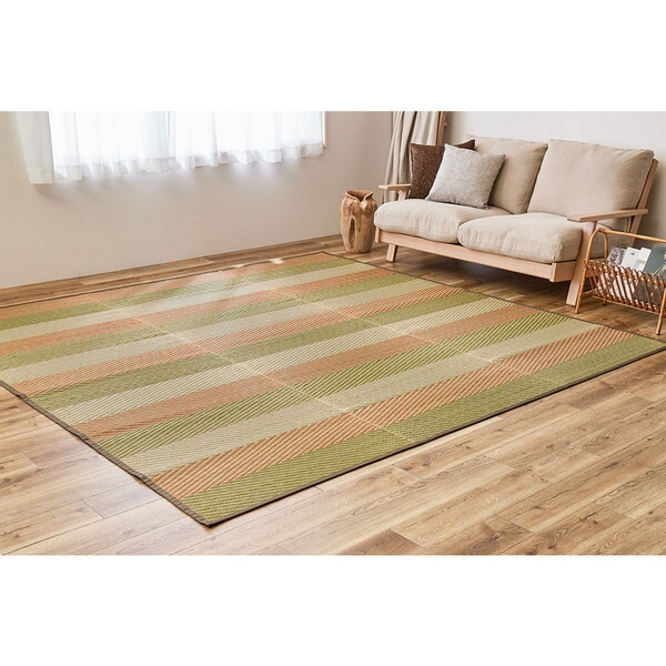 81938210 国産い草ラグ(裏貼り) レーヴ 191×191 グリーン メーカー直送