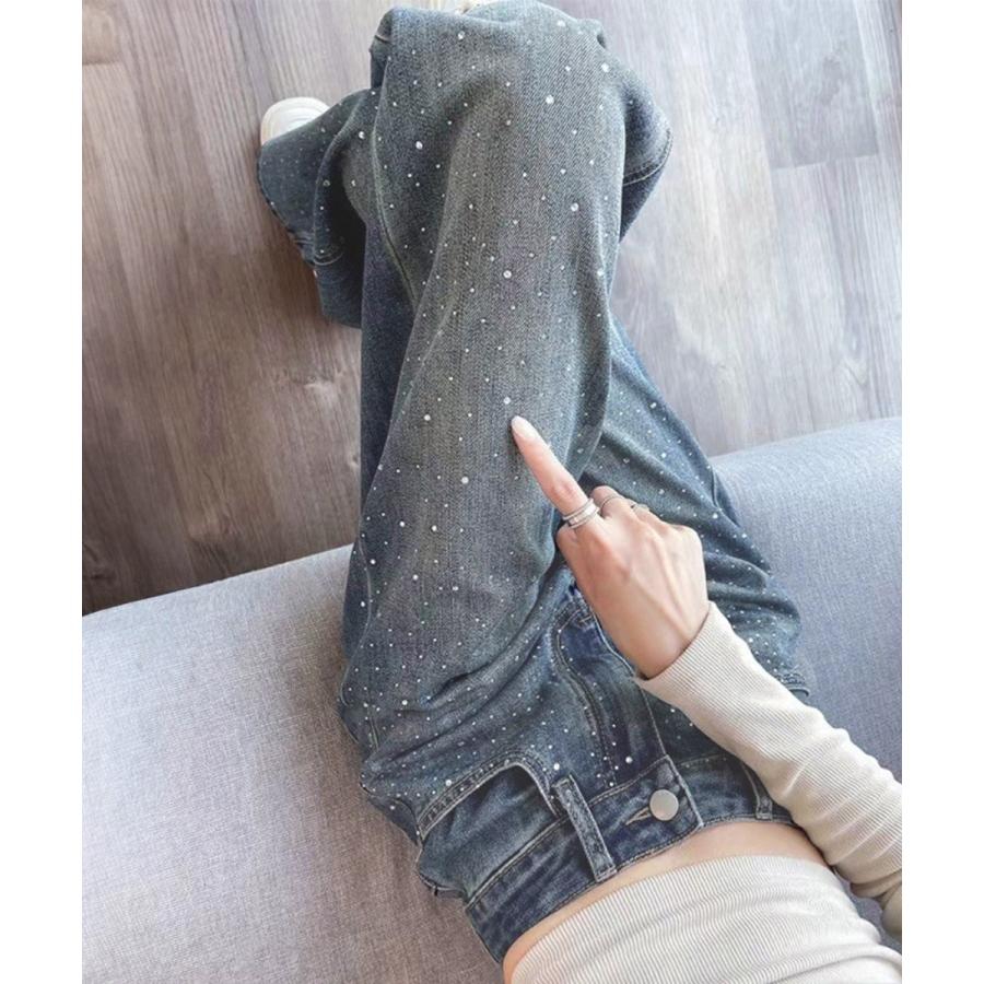 急速出荷新追加 2025 新作春 脚長効果! パンツ レディース キラキラパンツラインストーン 6,896円