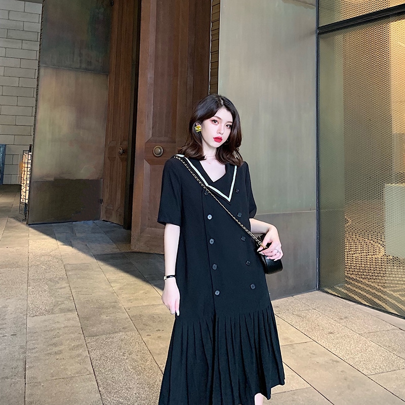 ワンピース レディース 襟付き パイピング ボタン テーラー風 プリーツ 袖あり かわいい 大人可愛い 大人 上品 おしゃれ お洒落 かっこいい 大人可愛い 大人女子 こなれ感 ラブリー キュート