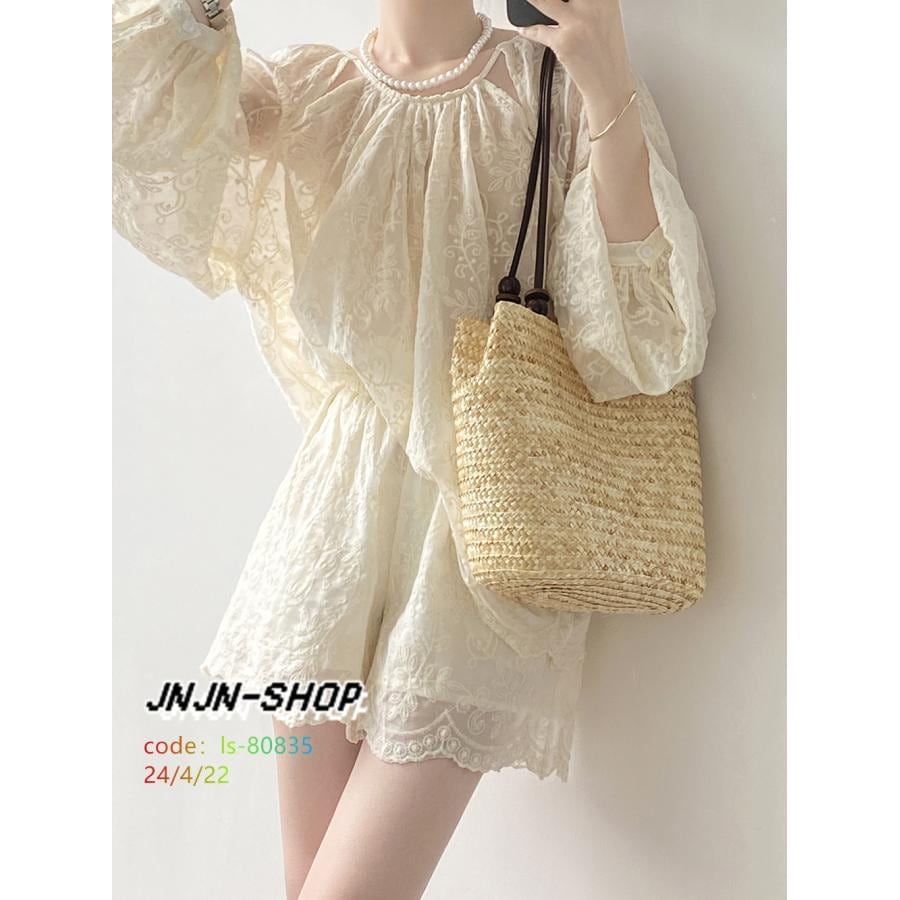 2024新入荷 夏 長袖セットアップ レディース 上下セット 薄手 パンツ 40代50代50代 30代 レース刺 通勤 大人