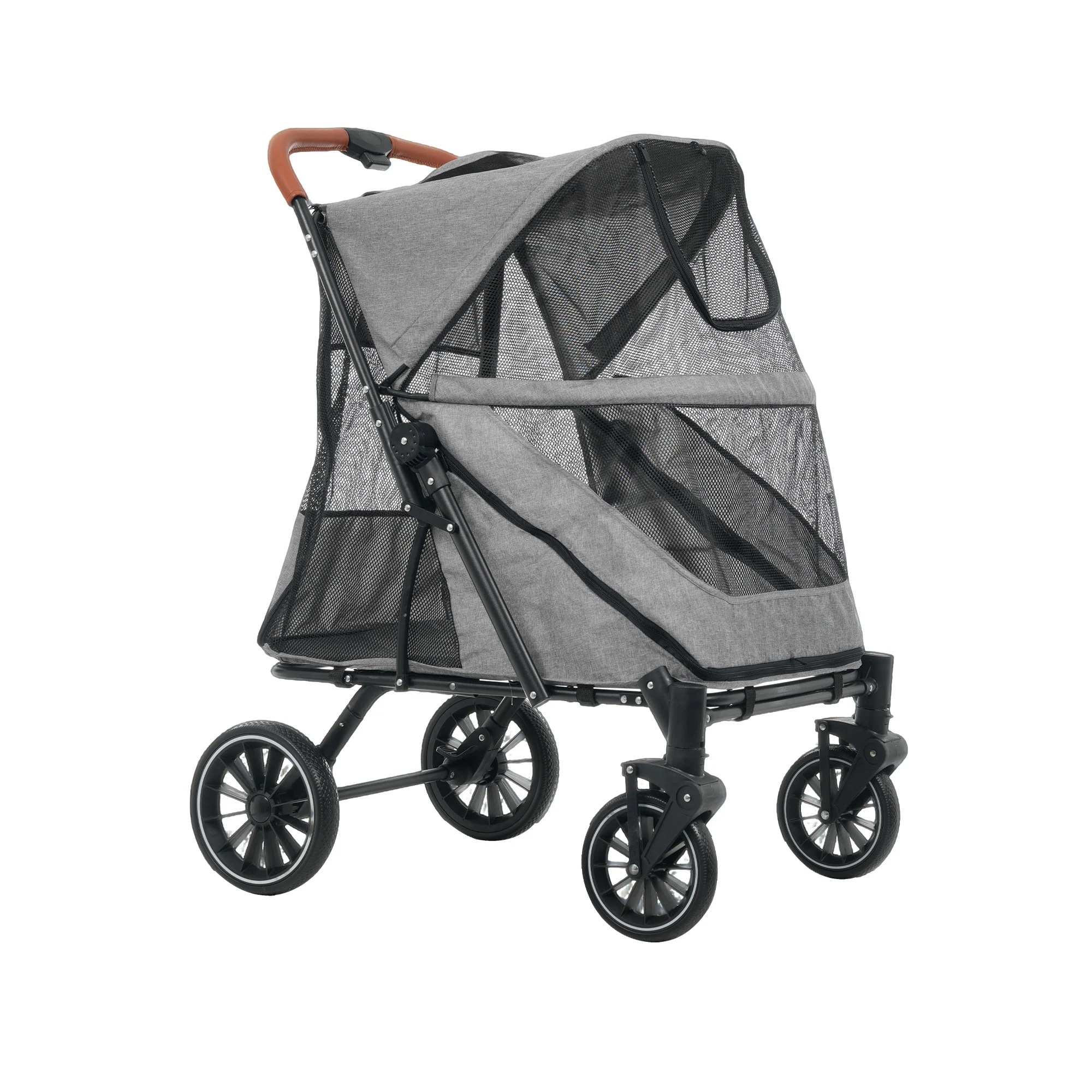 【国内発送Ｍ】1495ペットカート 耐荷重50 大型犬対応 前後ドア 乗りやすい 折りたたみ 多頭 ワンタッチ折り畳み 中型犬 小型犬 猫 軽量 組立簡単 工具不要 介護用 ドッグカート 犬 猫 動物