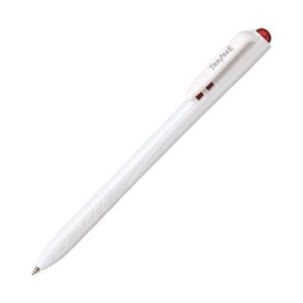 （まとめ）TANOSEE ノック式油性ボールペン0.7mm 赤（軸色：白）1セット（100本：10本10パック）5セット