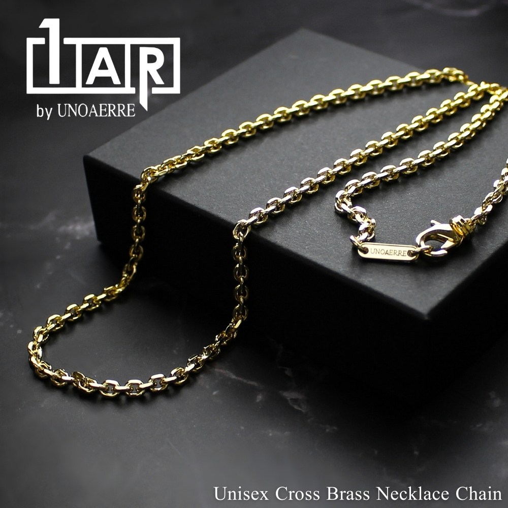 正規品 ショッパー付き 1AR by UNOAERRE 真鍮 アズキチェーン ネックレス メンズ レディース ユニセックス ゴールドカラー シンプル おしゃれ プレゼント ギフト アクセサリー 男性