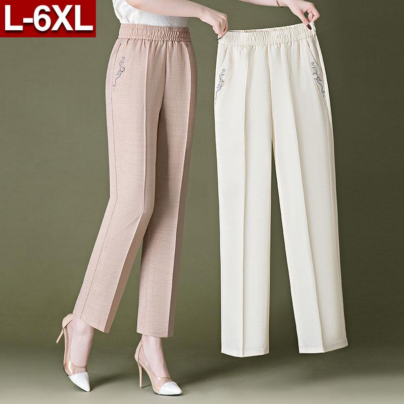 レディース ファッション おしゃれ 九分丈 ストレート パンツ 夏 薄手 涼しい ハイウエスト 大きいサイズ 小さめ 婦人服 パンツ 婦人服 パンツ