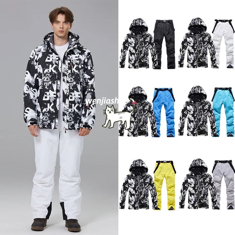 スノーボードウェア 2025 上下セット メンズ 男性 ジャケット アウター つなぎパンツ ズボン 黒 セットアップ ウィンタースポーツ韓国風防水 スノー スキーウェア スノボウェア