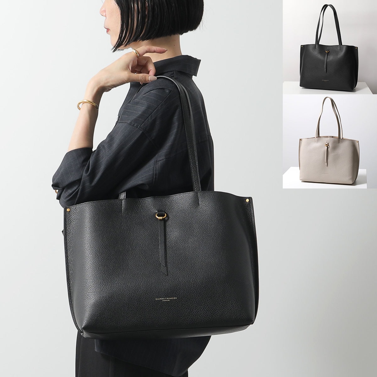 GIANNI CHIARINI ジャンニキアリーニ トートバッグ EGLE エグレ BS11485 COMM GRN レディース レザー オフィス ビジネスバッグ ロゴ 鞄 カラー2色