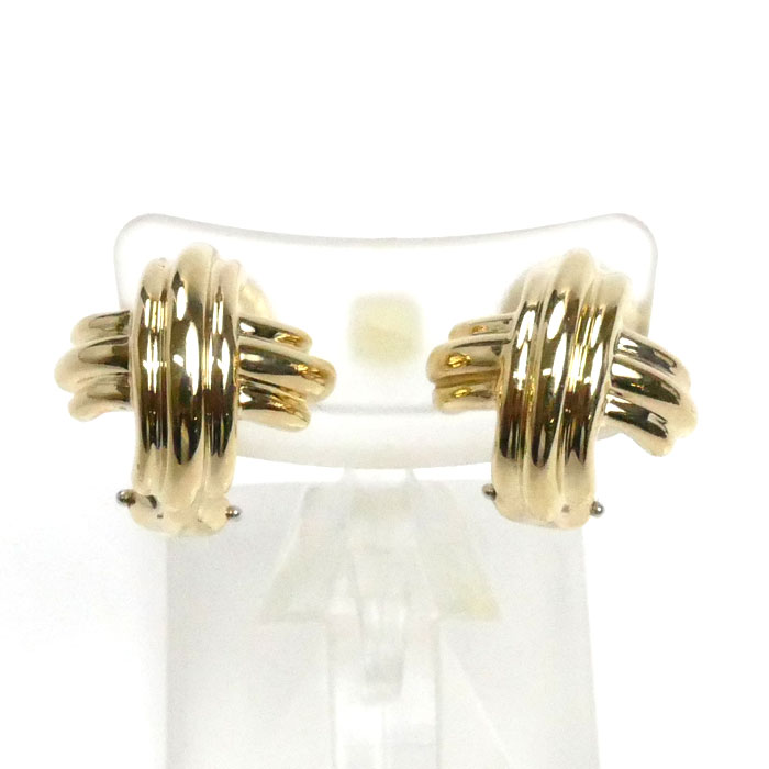 TIFFANY&Co. ティファニー K18YG イエローゴールド シグネチャー イヤリング 7.9g レディース 中古 美品