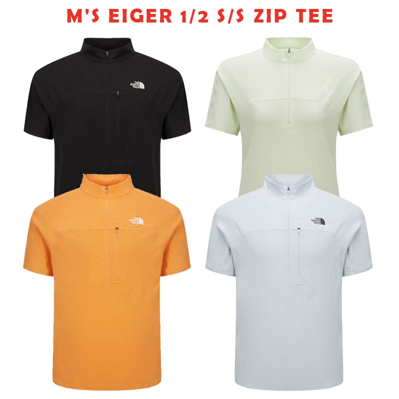 韓国正規品保証 関税負担なしNT7KS01A EIGER S S ZIP TEEデイリー 基本 着装 男子 女子 人気 韓国 ファッション 男女共用 アウトドア